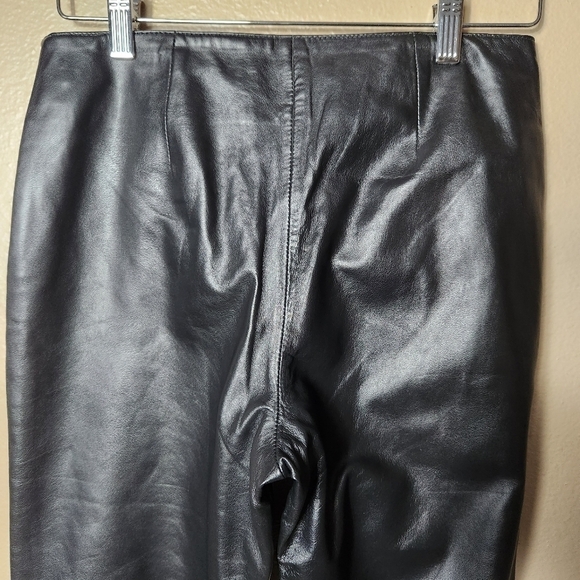 Moda International Black Genuine Leather Bootcut Mid Rise Pants-Size 6 - Picture 9 of 11